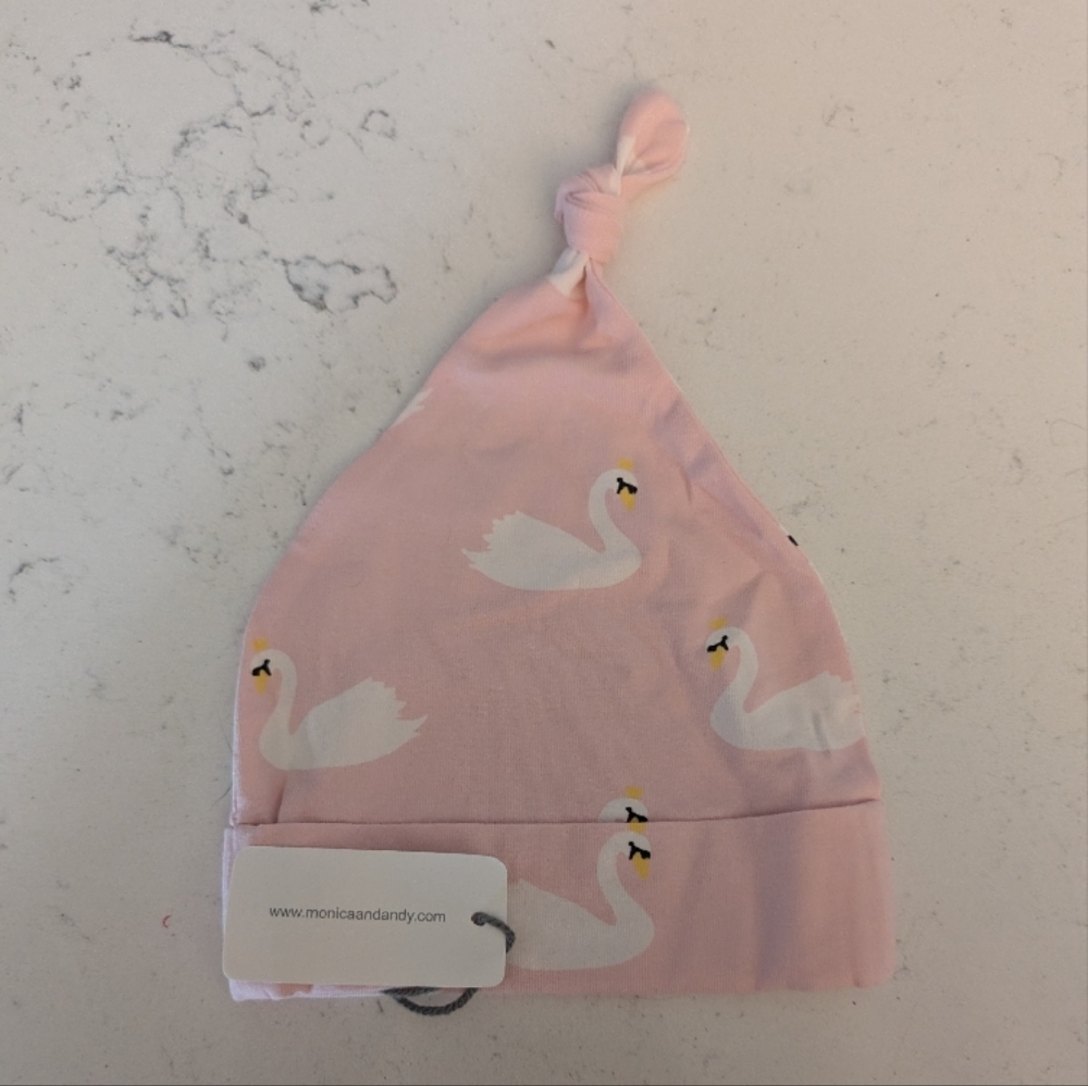 Monica + Andy Swan Print Baby Beanie NWT